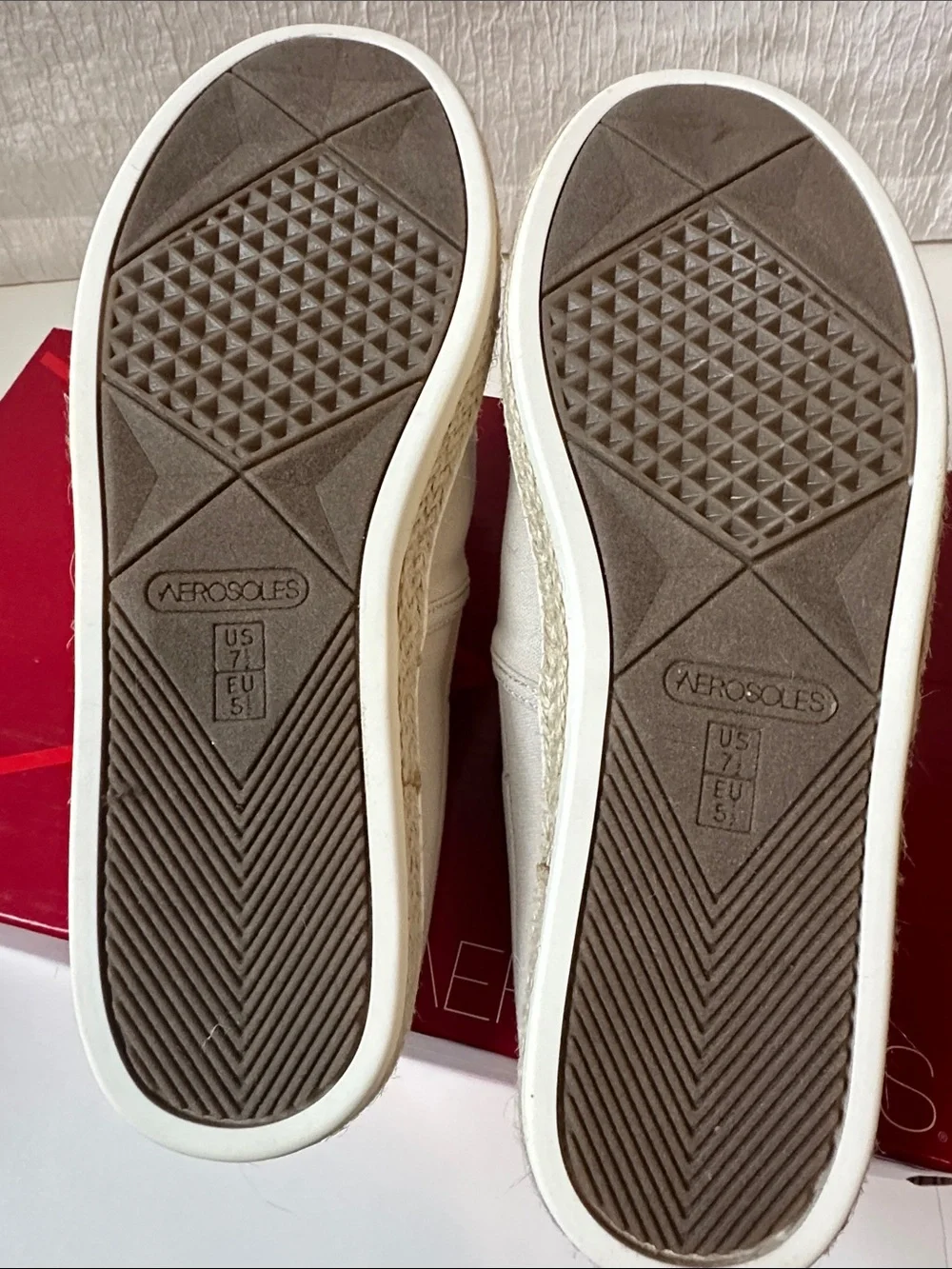 Aerosoles Beige Slip-On Canvas Mules with “HAPPY HOUR